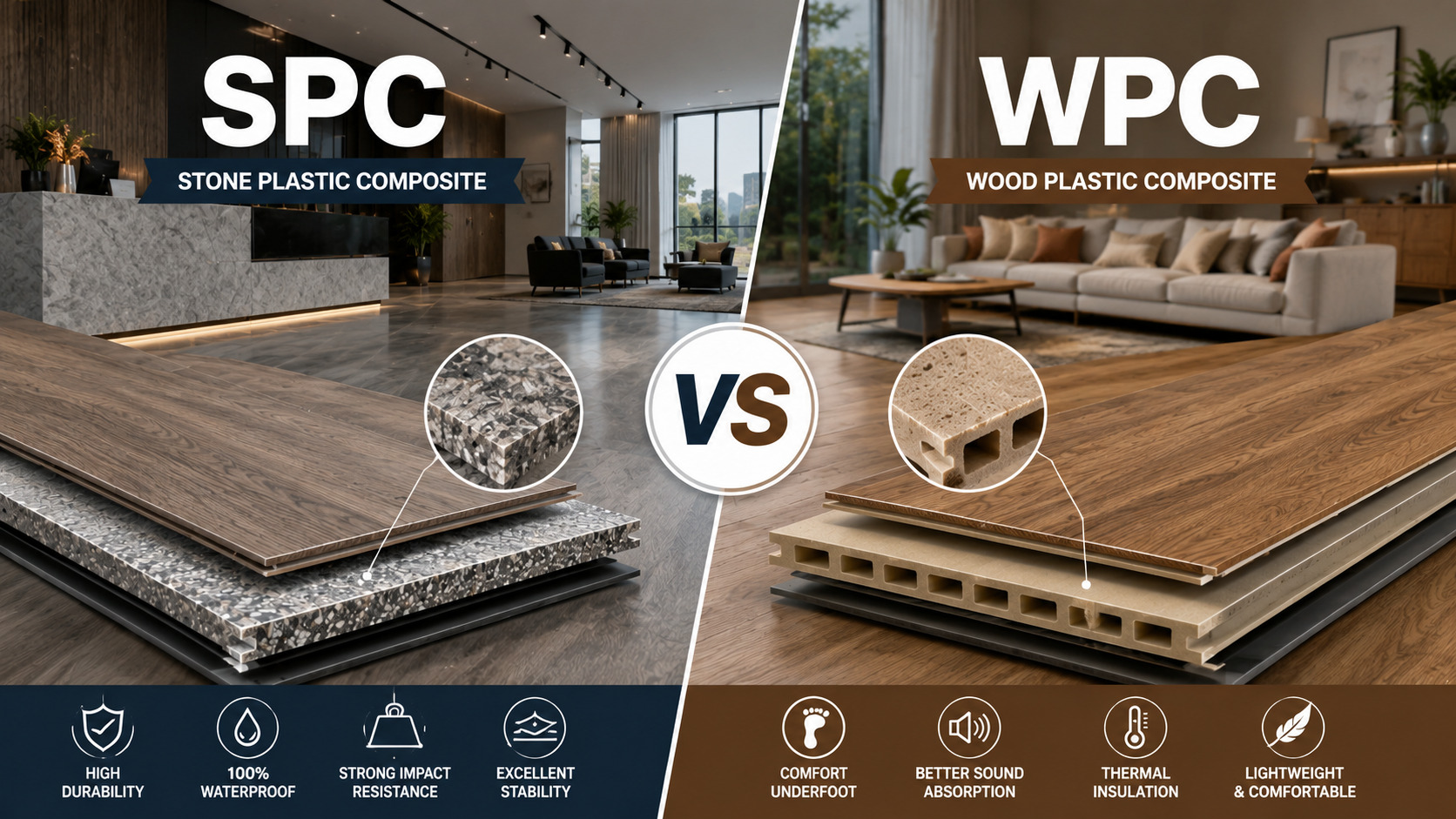 SPC vs WPC Flooring: Key Differences, Pros, Cons, and Applications