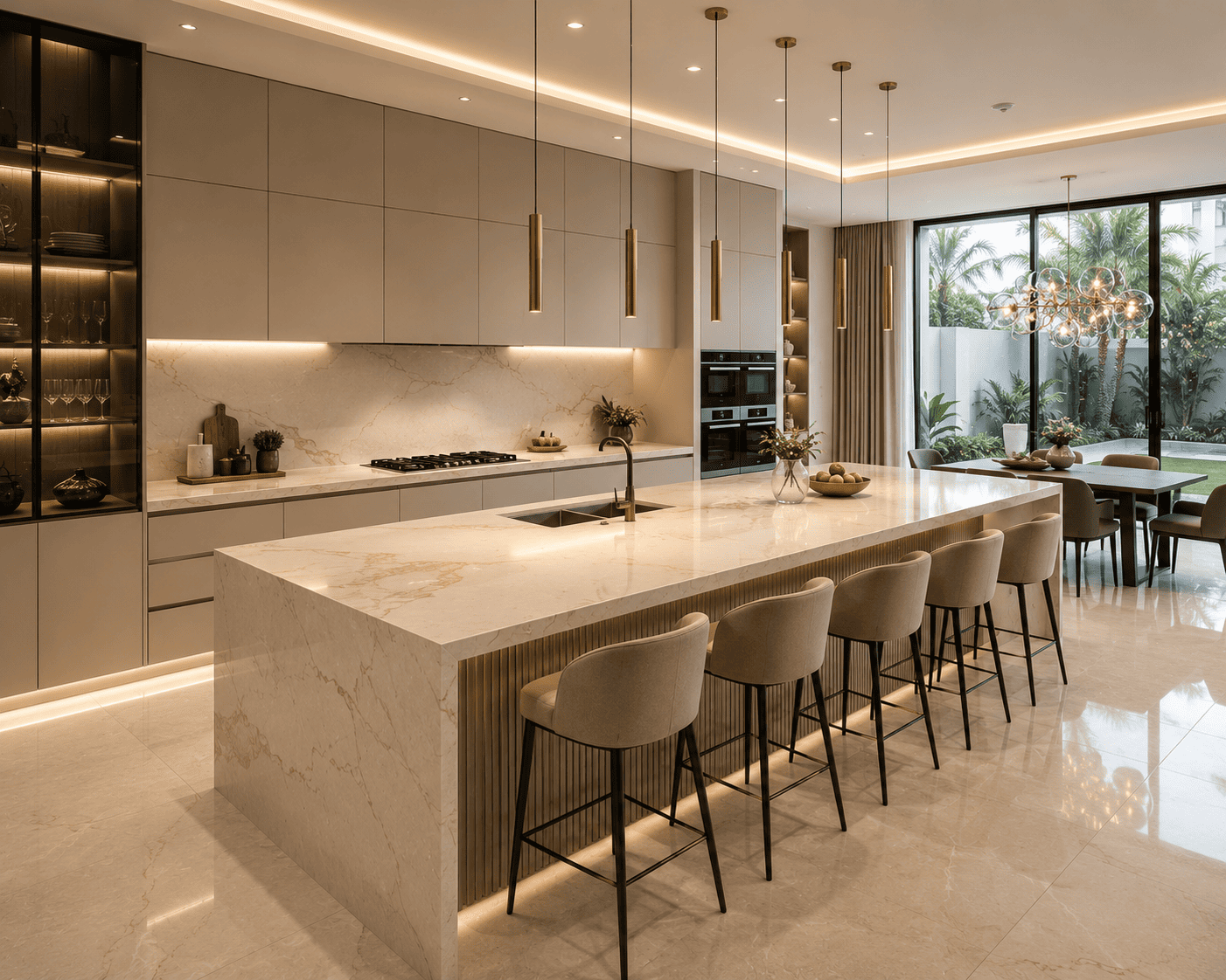 Premium Quartz Kitchen for a Modern Luxury Villa gallery image